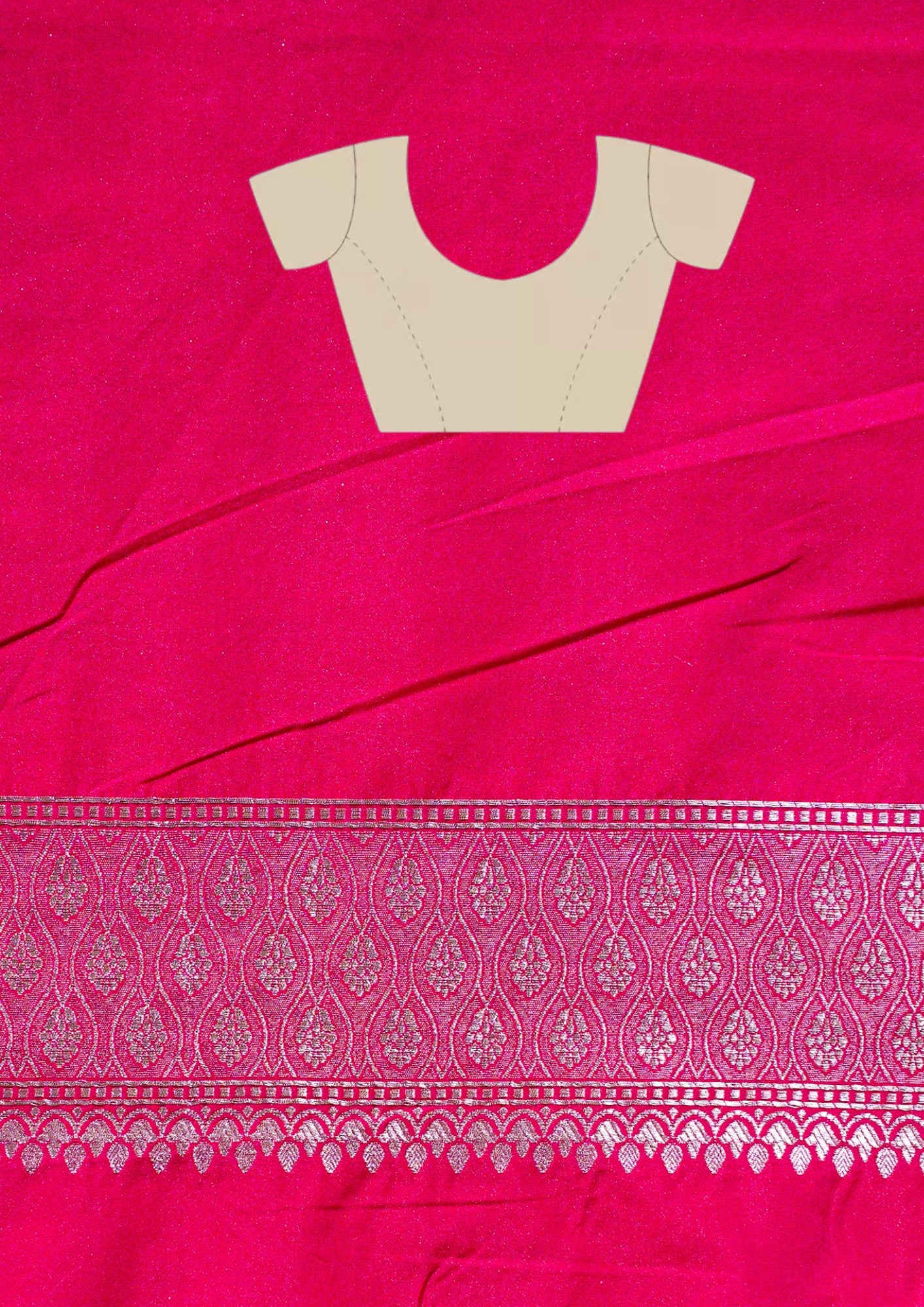 "WAAH BANARAS 116" Banarasi Rani Pink Silk Saree With Sona Rupa Jaal &amp; Peacock Border