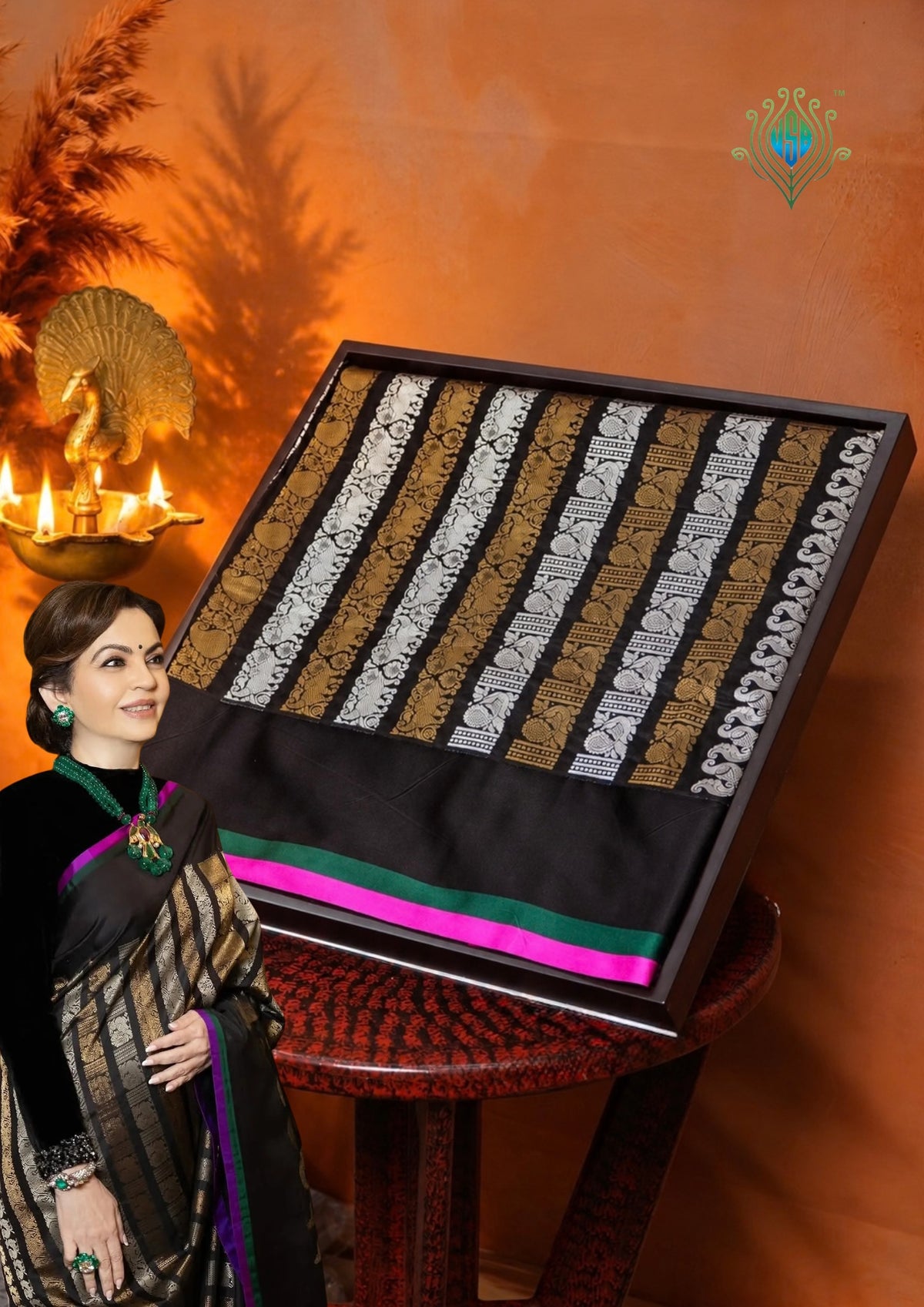 "VIRASAT 171" Pure Banarasi Silk Saree With Gold &amp; Silver Zari