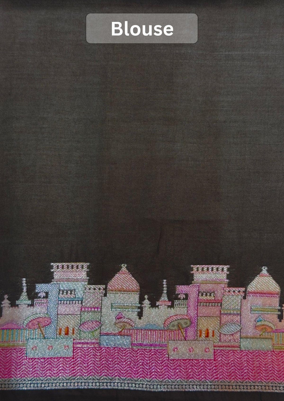 Founder choice 064: Midnight Black Pure Silk Meenakari Ghat Design Saree with Diya Motifs