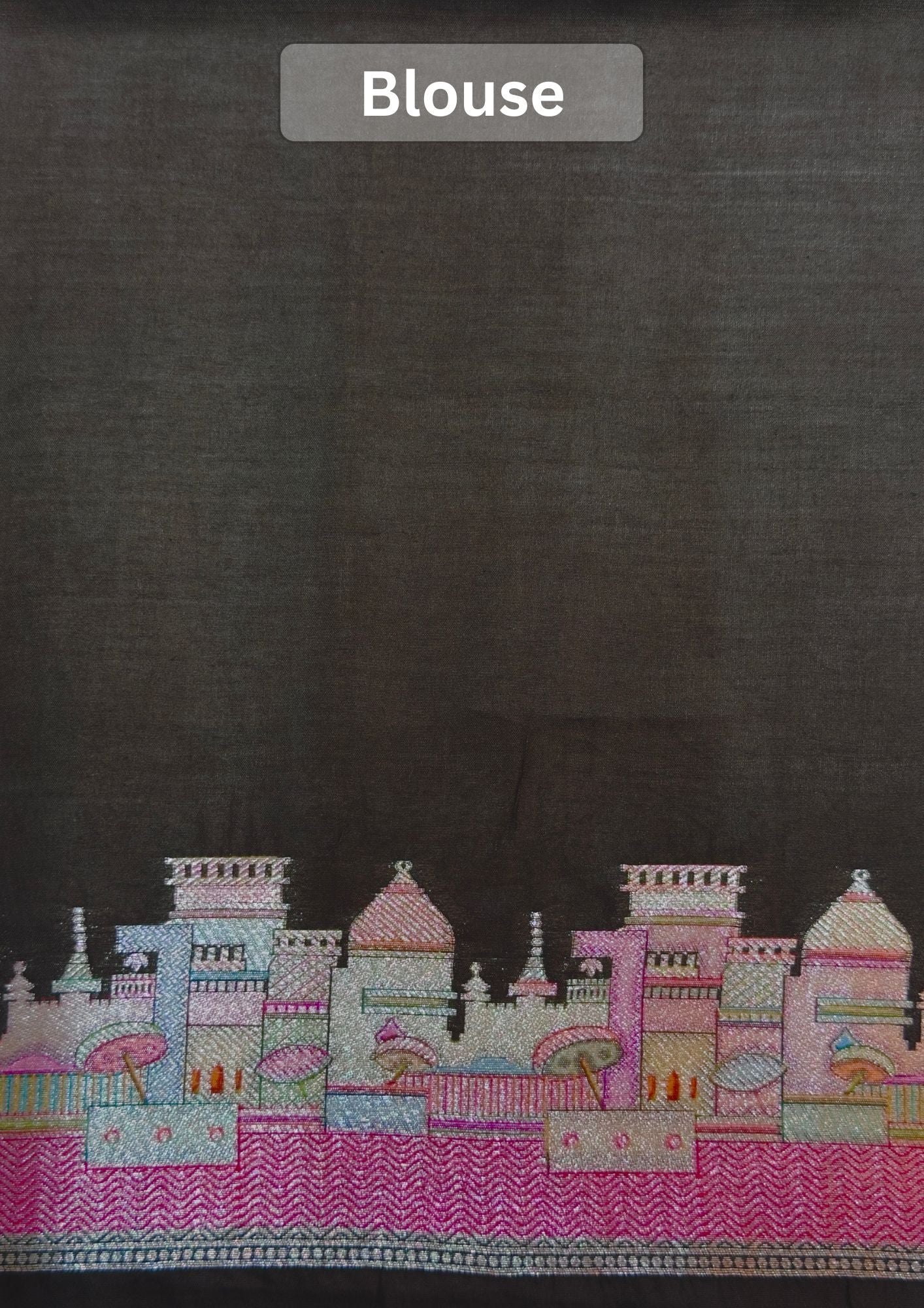 Founder choice 064: Midnight Black Pure Silk Meenakari Ghat Design Saree with Diya Motifs