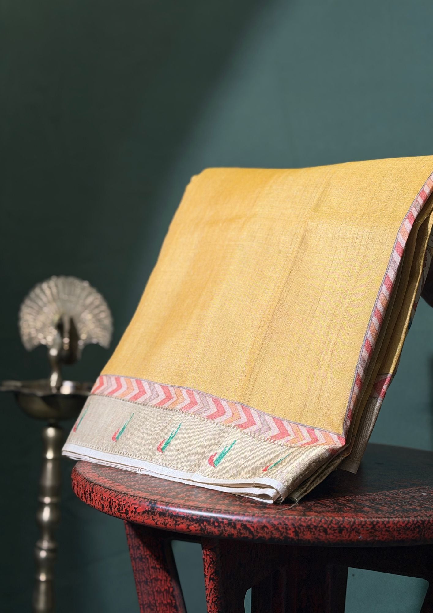 "Founder Choice 021" Banarasi Radiant Mustard Pure Silk Saree With Lahariya Border