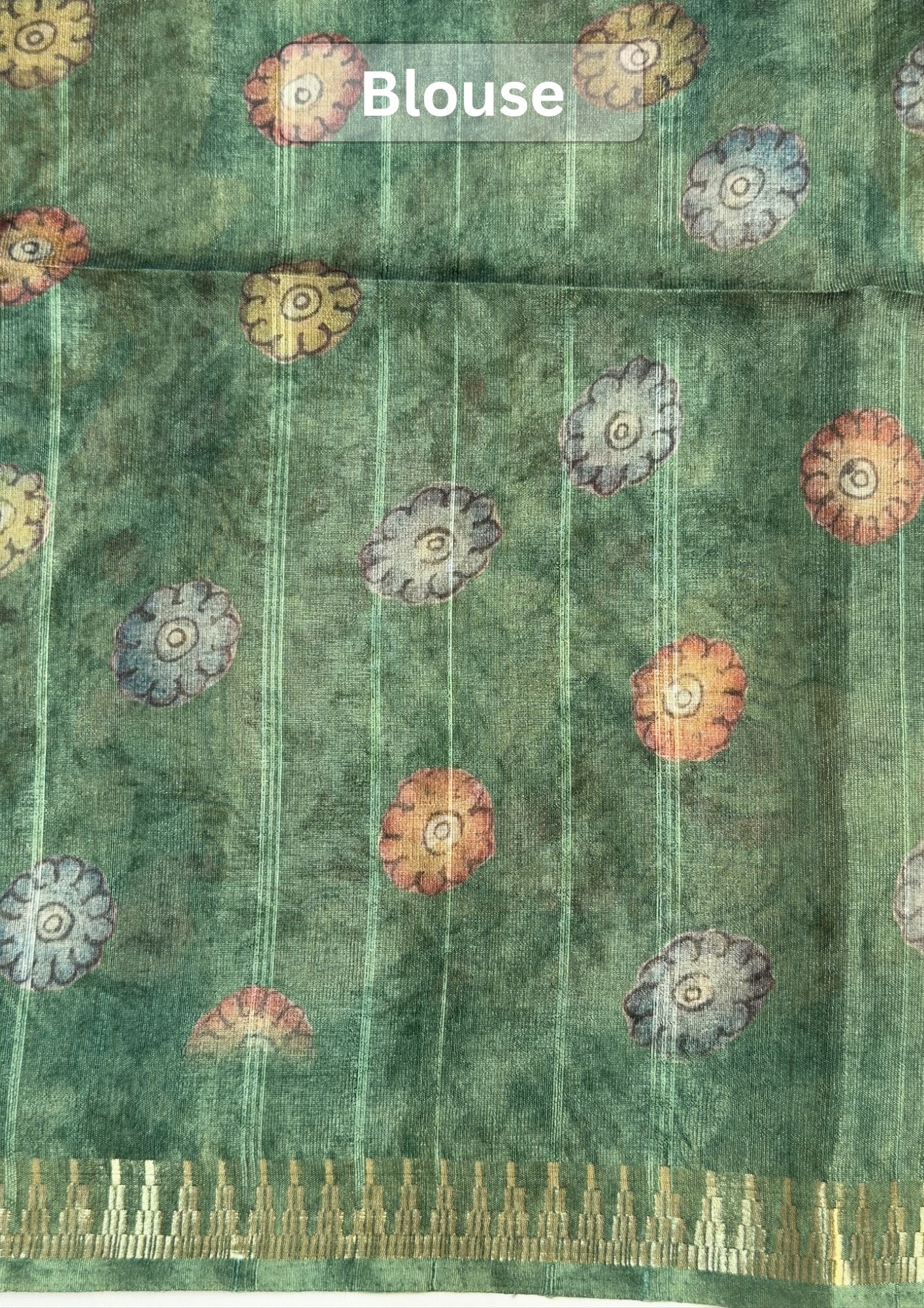 UTSAV BANARAS 388: Dusty Green Tussar Silk Kalamkari Print Saree
