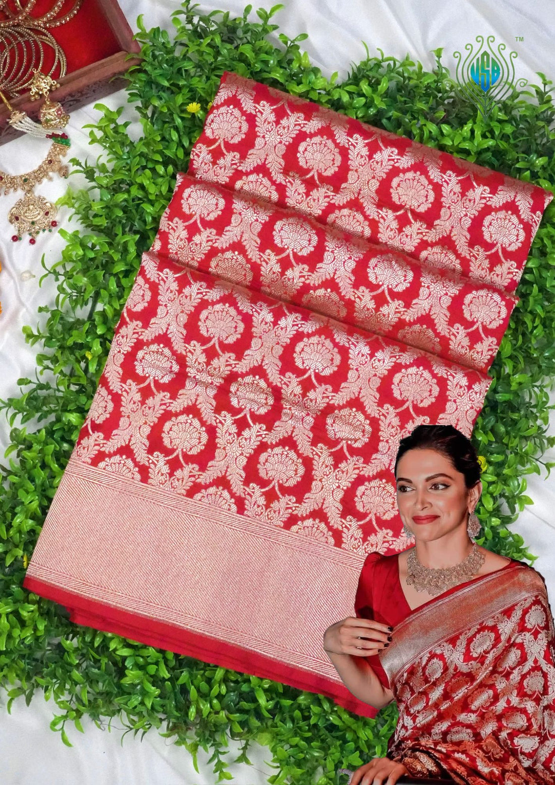 VIRASAT 203B: Pure Handloom Royal Red Silk Saree – A Celebrity Choice