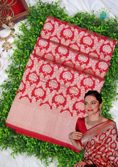 VIRASAT 203B: Pure Handloom Royal Red Silk Saree – A Celebrity Choice