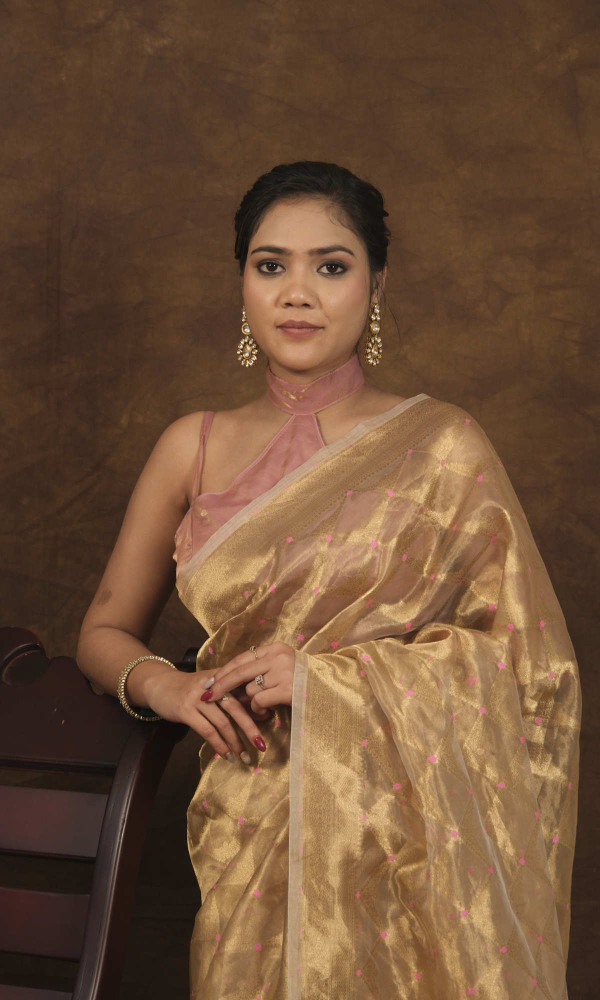 VIRASAT 321: Pink Meena Booti Saree on Pure Tissue Silk