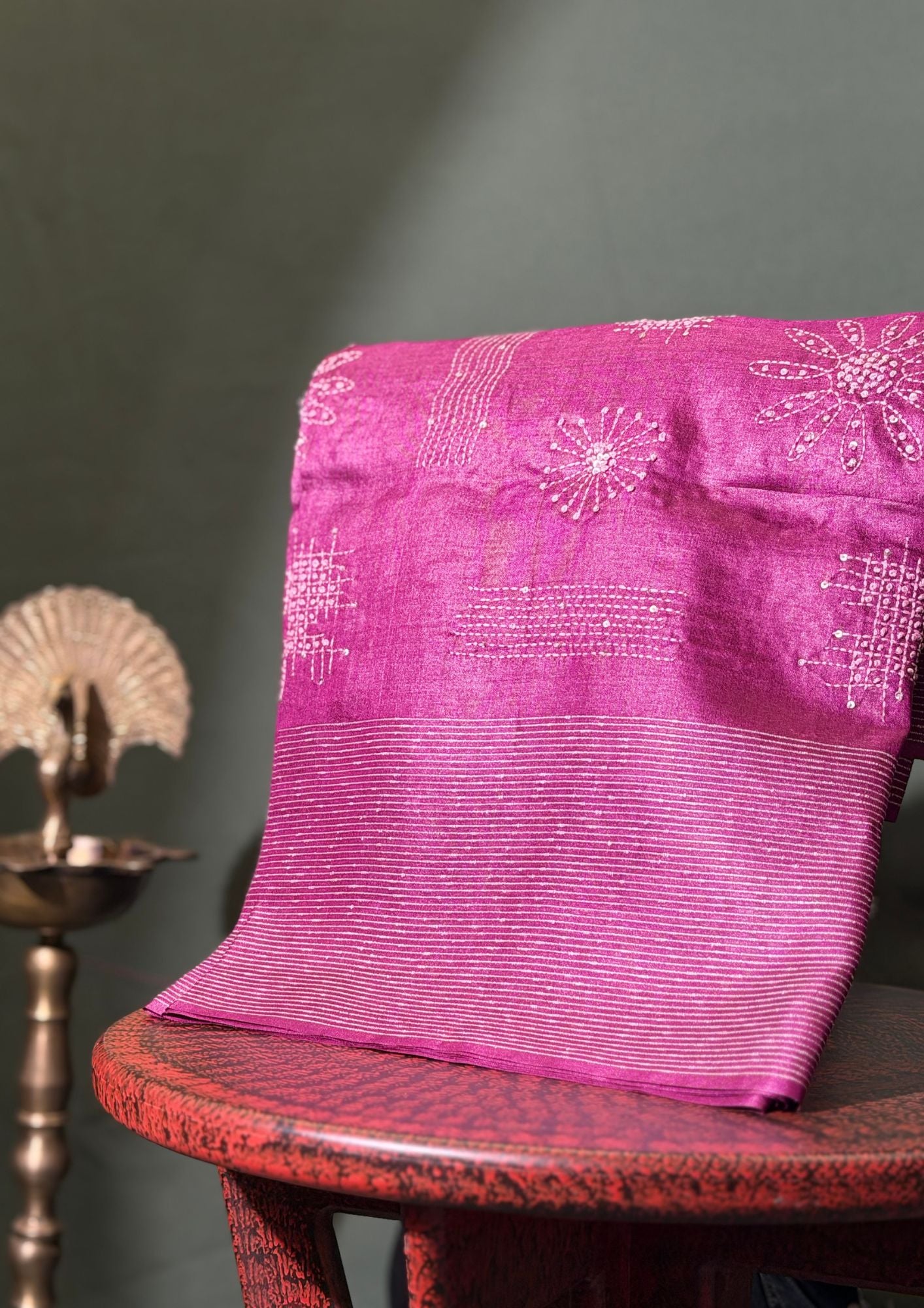 "Founder Choice 010" Banarasi Exquisite Magenta Resham Work Tussar Silk Saree