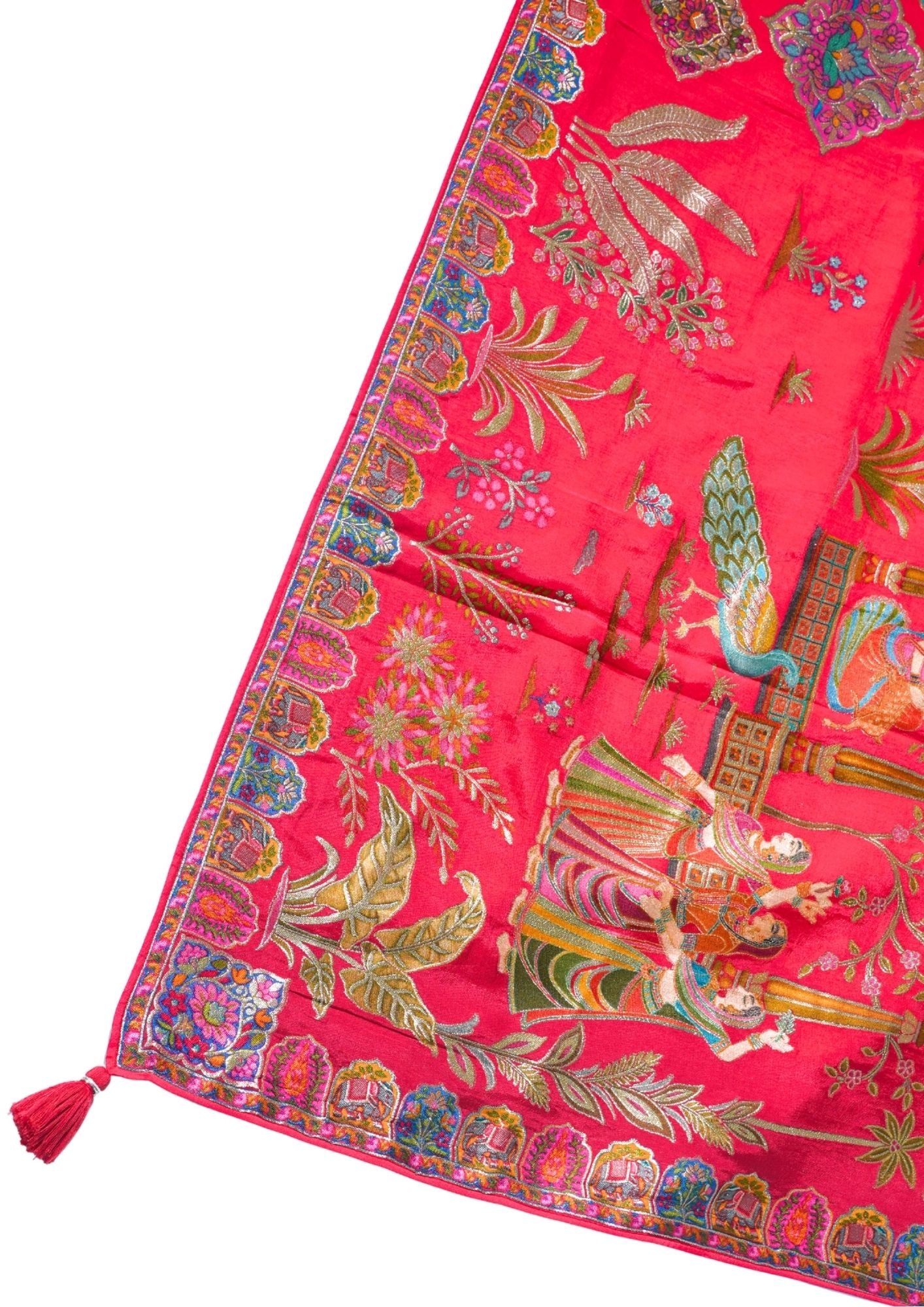 "Waah Banaras 083" Banarasi Royal Red Meenakari Pashmina Silk Saree