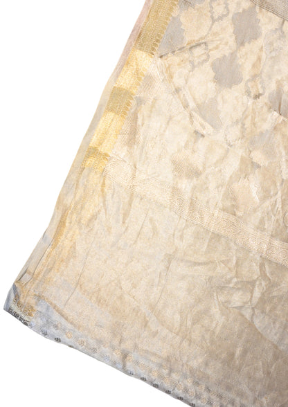 "Virasat 250" Banarasi Silver-Gold Tone Pure Katan Tissue Silk Saree
