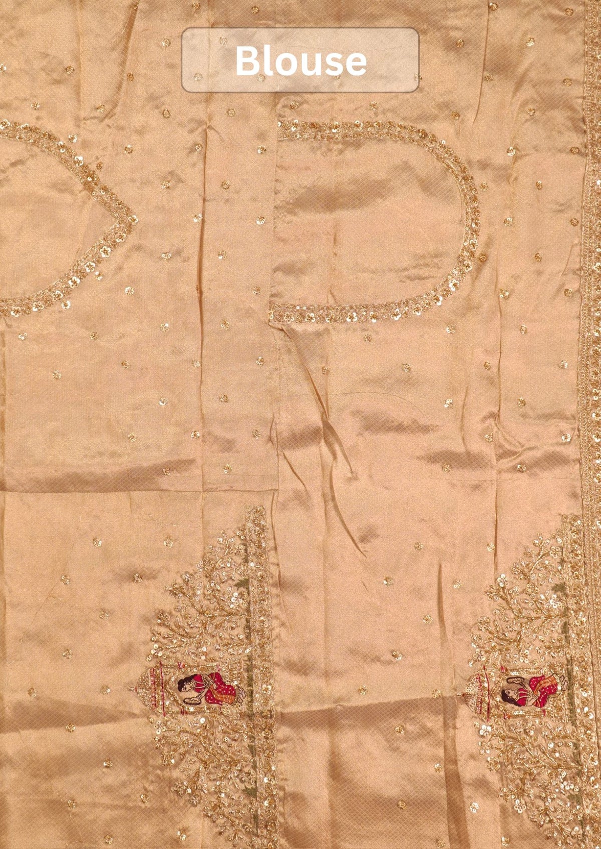VIRASAT 1002: Gold Tissue Katan Silk Floral Zari Jaal Saree with Zardozi Border
