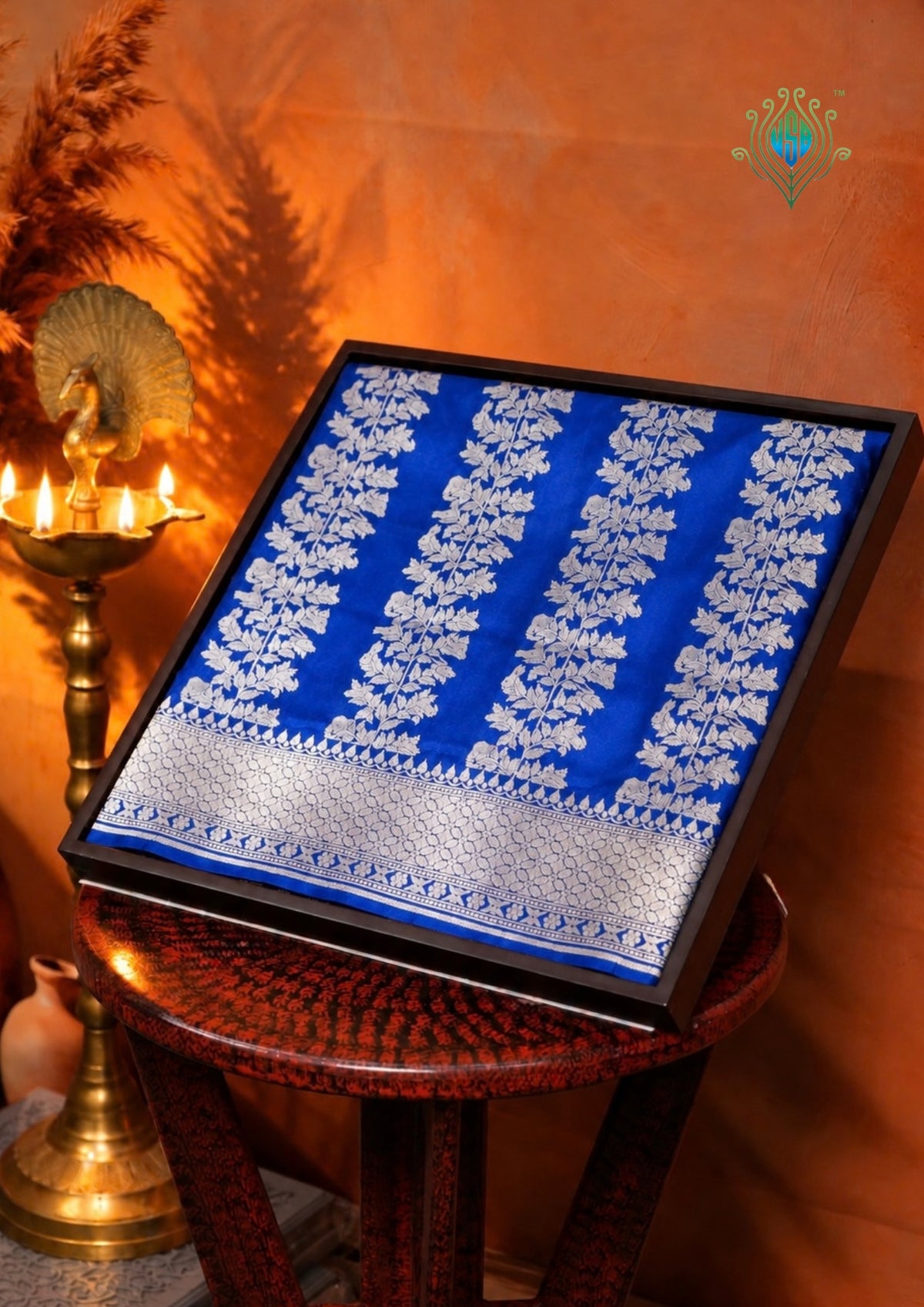 "VIRASAT 186A" Pure Handloom Katan Silk With Elegant Vertical Stripes with Traditional Border &amp; Pall