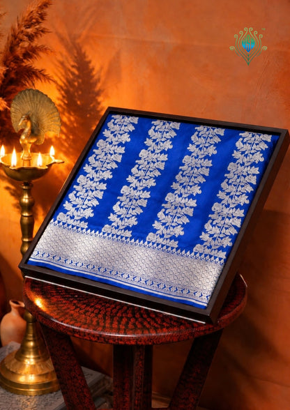 "VIRASAT 186A" Pure Handloom Katan Silk With Elegant Vertical Stripes with Traditional Border &amp; Pall