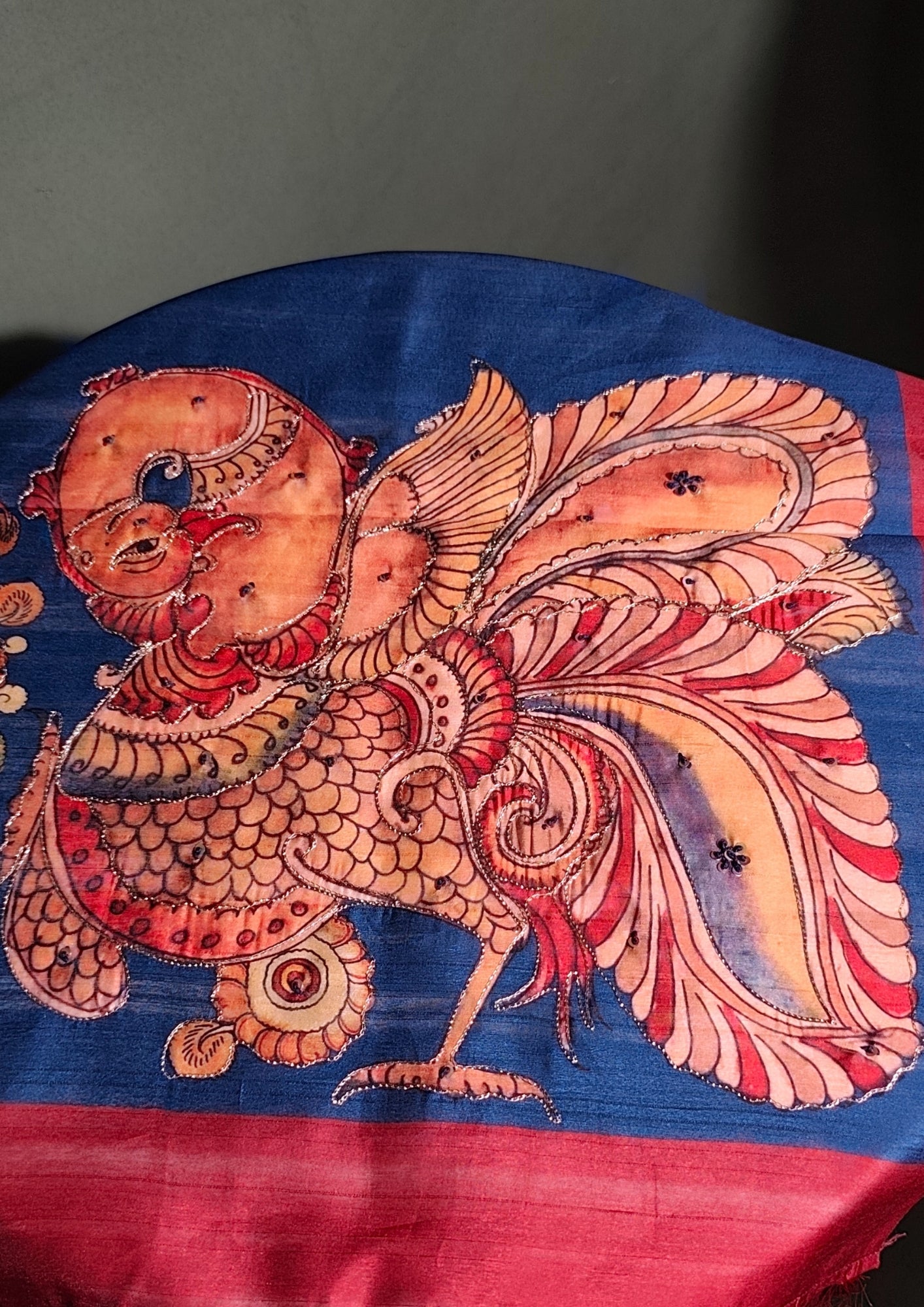"UTSAV BANARAS 283" Banarasi Royal Blue Handwork Raw Silk Saree With Bird Motifs