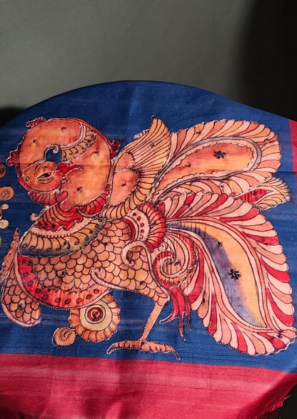 "UTSAV BANARAS 283" Banarasi Royal Blue Handwork Raw Silk Saree With Bird Motifs