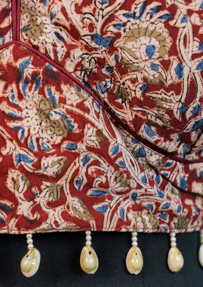 "RDM BL 005" Banarasi Designer Blouse with Shell Tassels