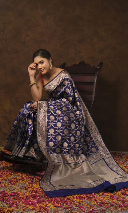 Navya: Traditional Banarasi Saree with Exquisite Mughal Motif Border