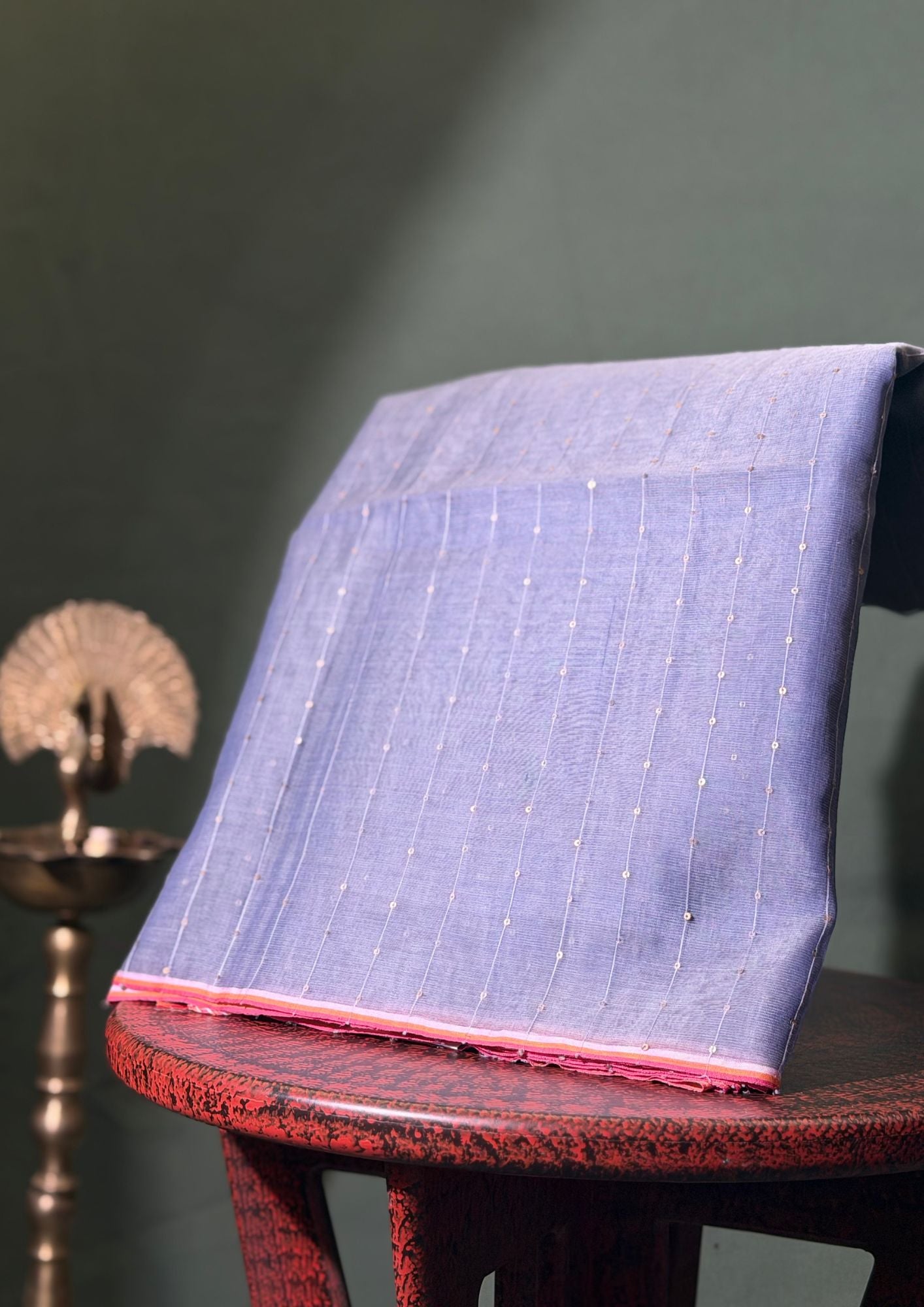 "Founder Choice 015" Banarasi Sophisticated Grey Jamdani Kora Silk Saree With Vertical Zari Stripes