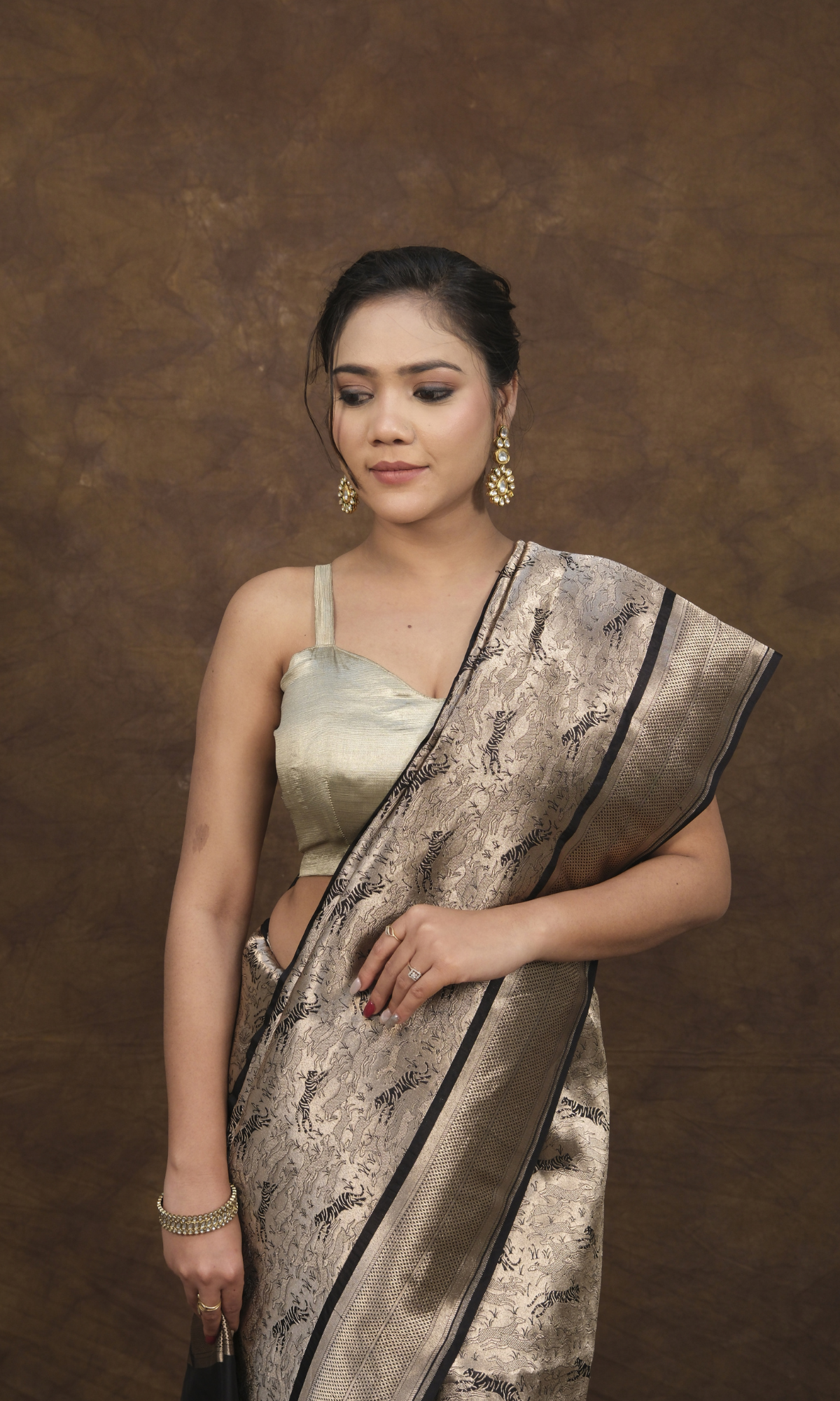 VIRASAT 163: Royal Bengal Tiger Design Saree for Power &amp; Grace