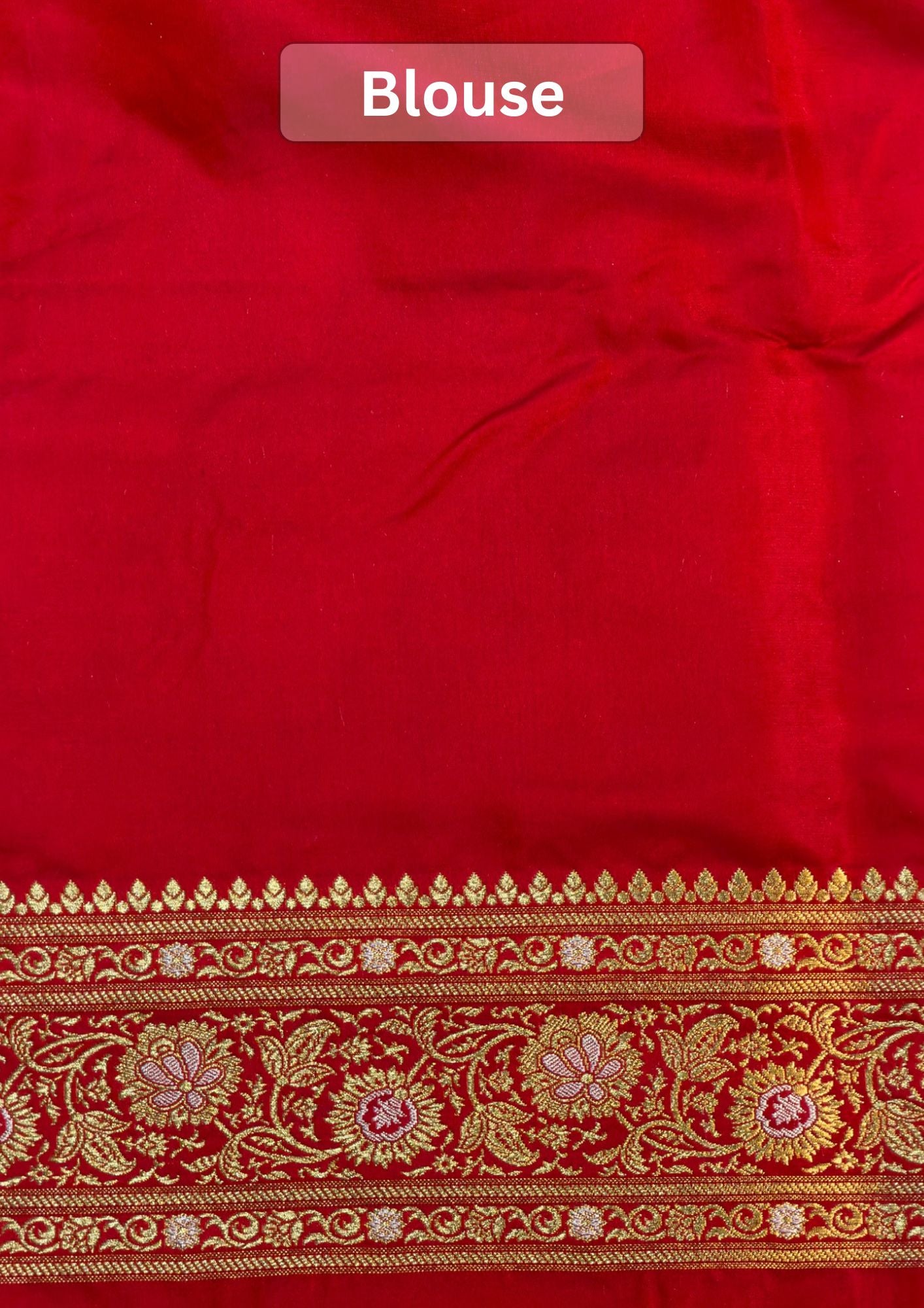 WAAH BANARAS 163B: Redish Pink Satin Mashru Silk Saree with Sona Rupa Zari Stripes, Resham Weaving &amp; Floral Border (Copy)