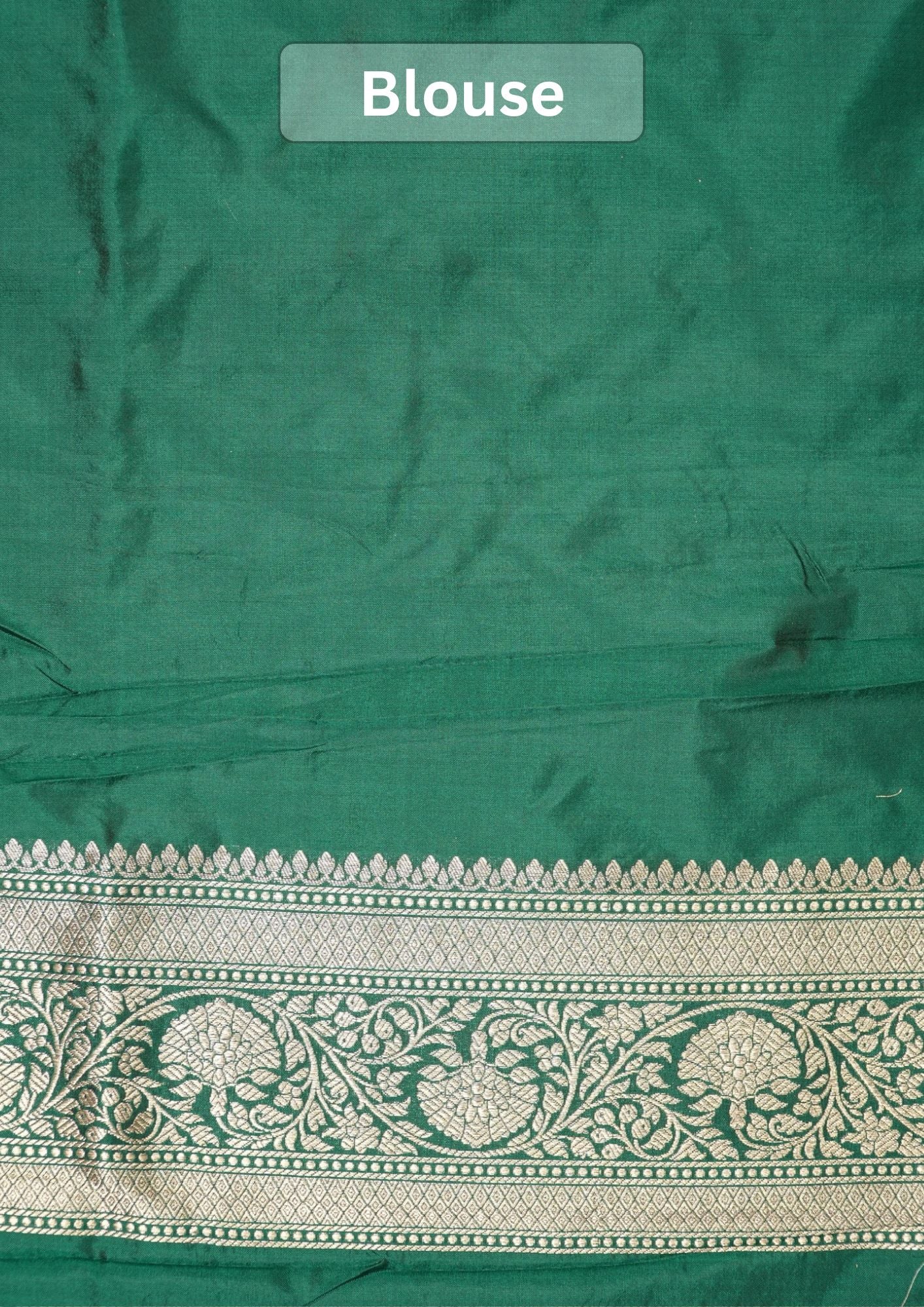 VIRASAT 430: Bottle Green Pure Handloom Katan Silk Saree with Gold Zari Buta &amp; Traditional Banarasi Border