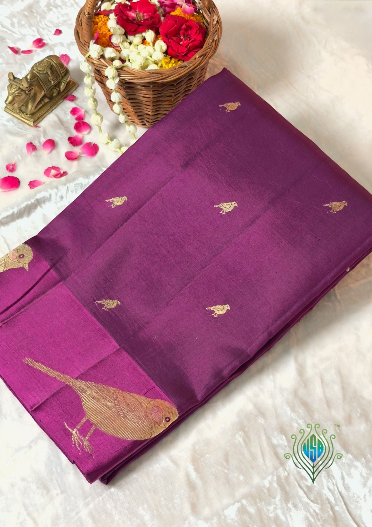 VIRASAT 371: Chocolate Brown Pure Mulberry Silk Saree with Zari Work