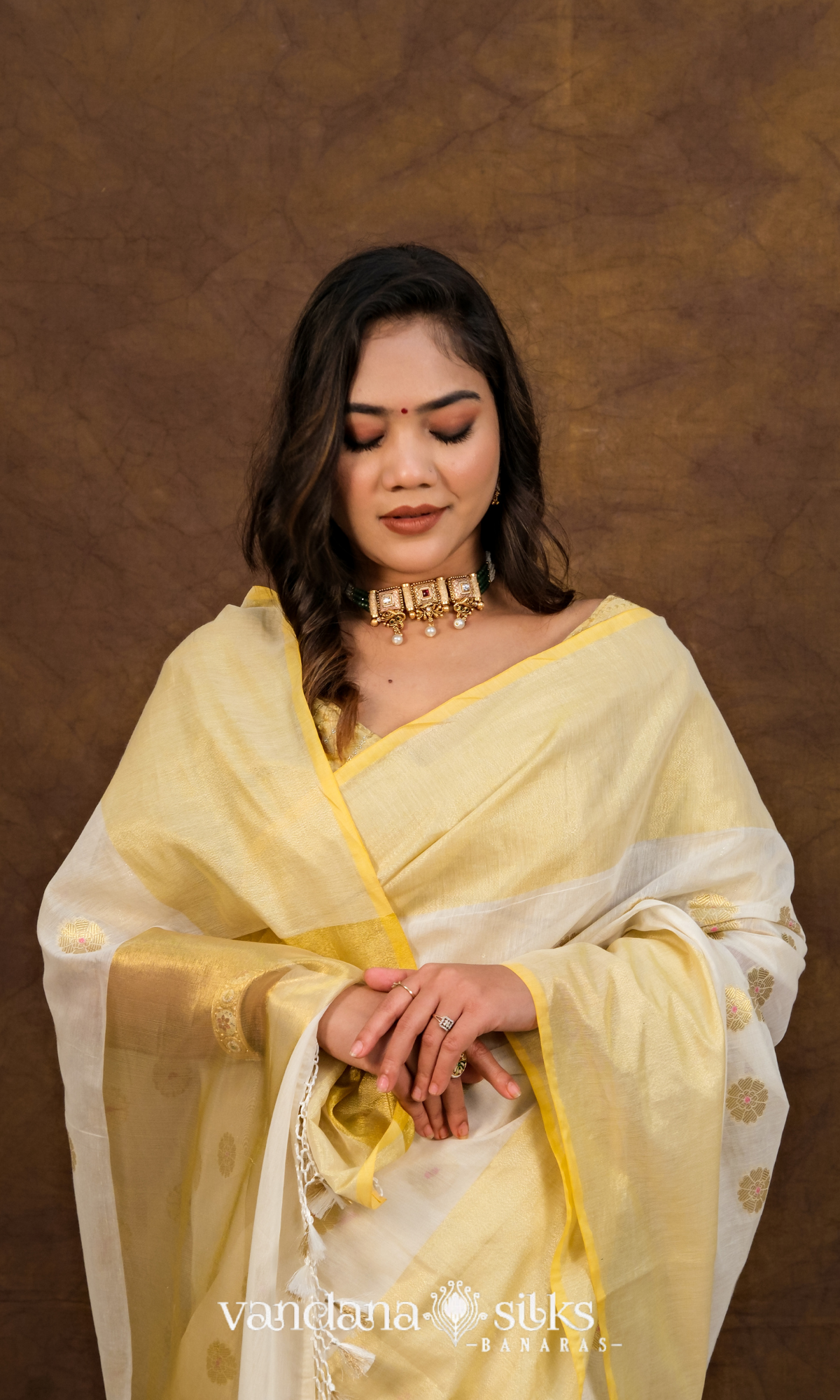 "UTSAV BANARAS 019" Nita Ambani Inspired Pure Banarasi Chanderi Cotton Saree - Queen