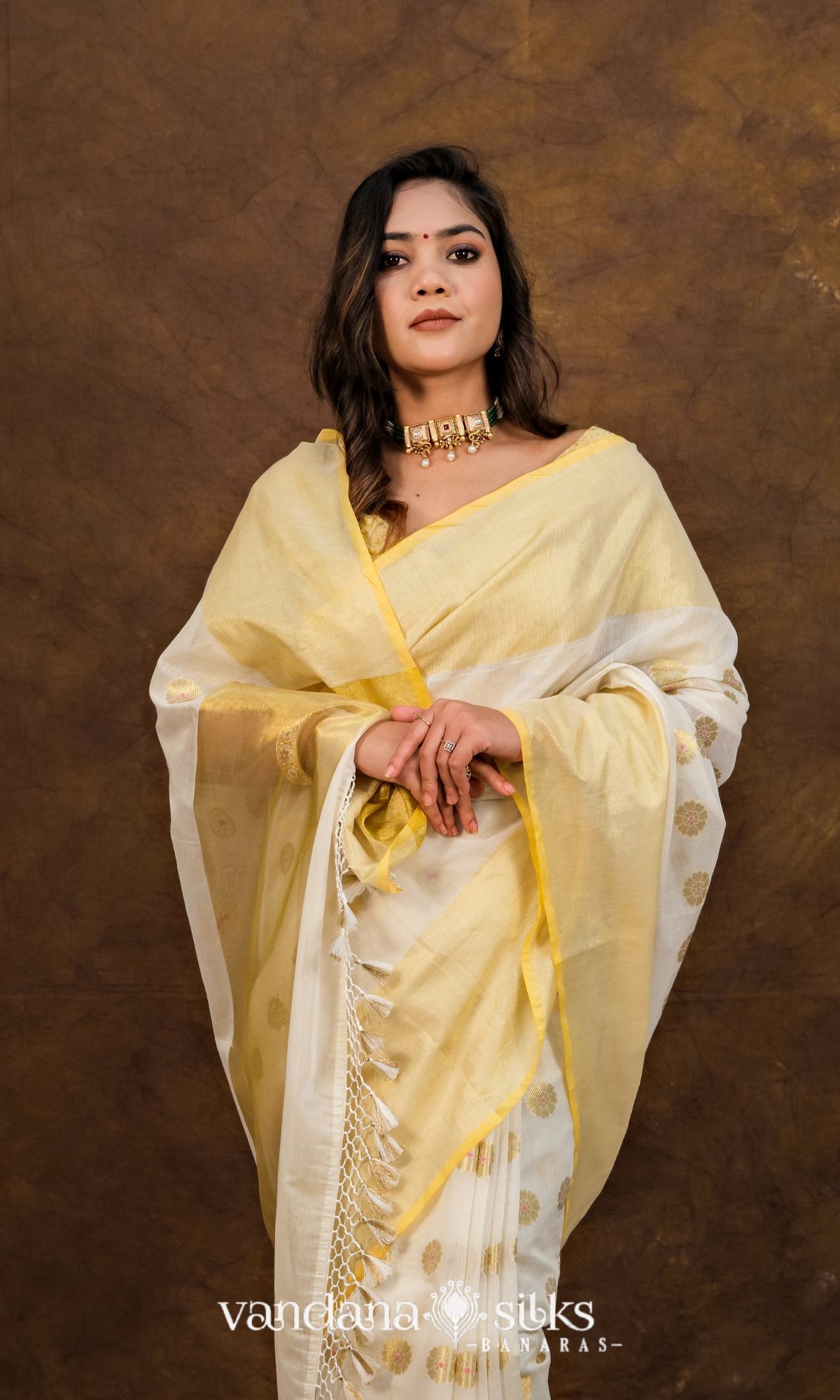 "UTSAV BANARAS 019" Nita Ambani Inspired Pure Banarasi Chanderi Cotton Saree - Queen