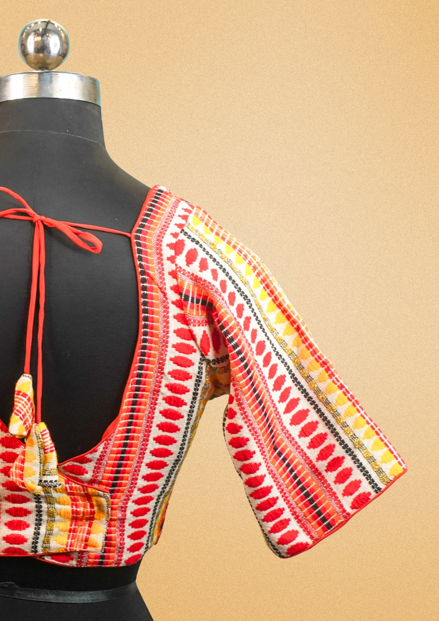 "RDM BL 009" Banarasi Vibrant Blouse with Geometric Weave & Multicolor Pattern