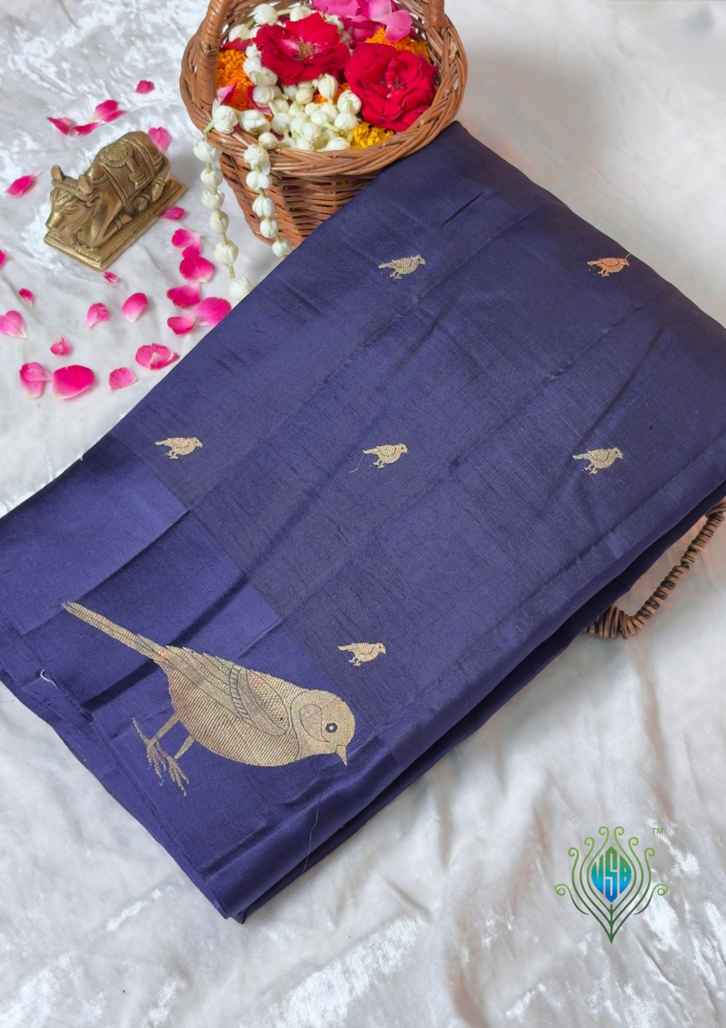 VIRASAT 371: Chocolate Brown Pure Mulberry Silk Saree with Zari Work