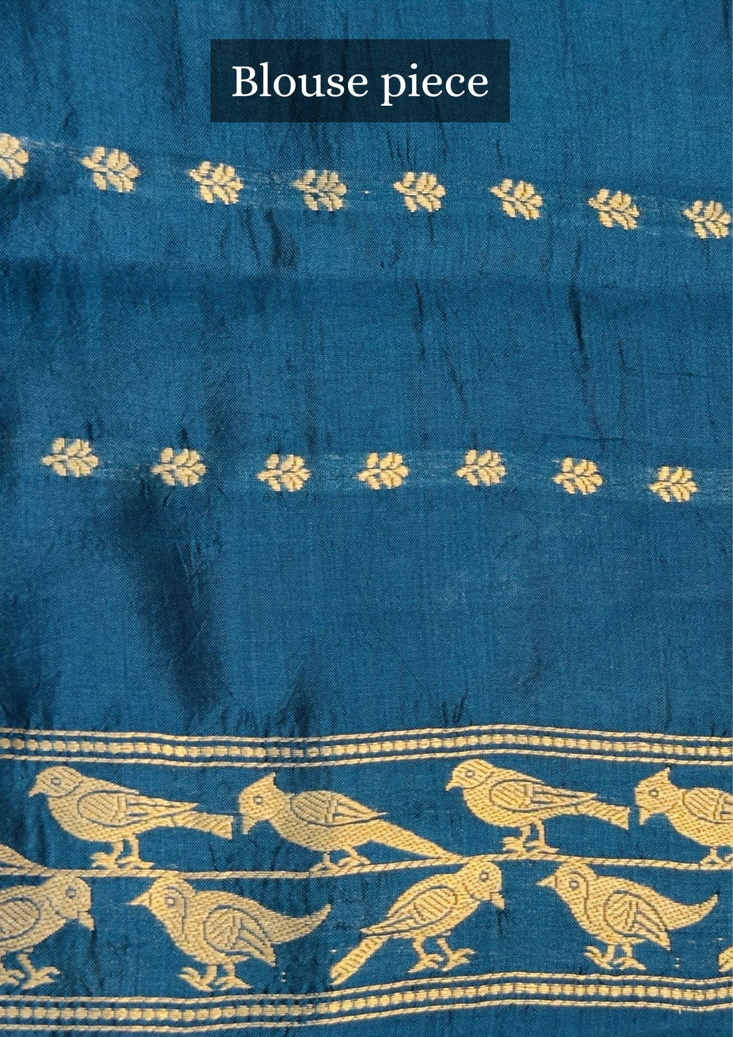 VIRASAT 372: Teal Blue Pure Mashru Silk Saree with Zari Bird Motifs