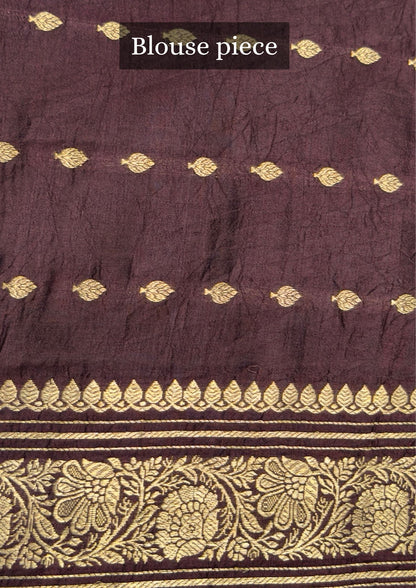 VIRASAT 371: Chocolate Brown Pure Mashru Silk Saree with Zari Work
