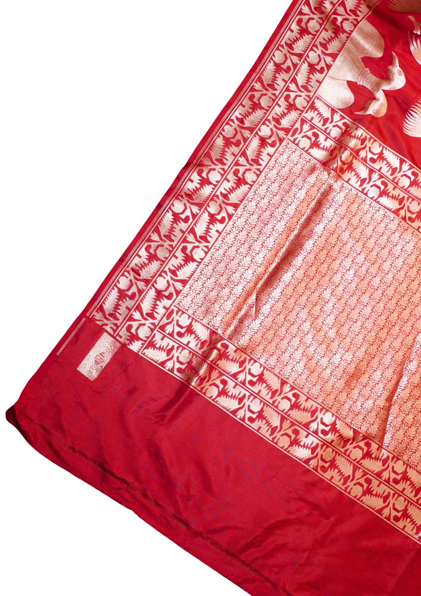"Virasart 248" Banarasi Red Pure Katan Uppada Silk Saree With Double-Headed Eagle Motif