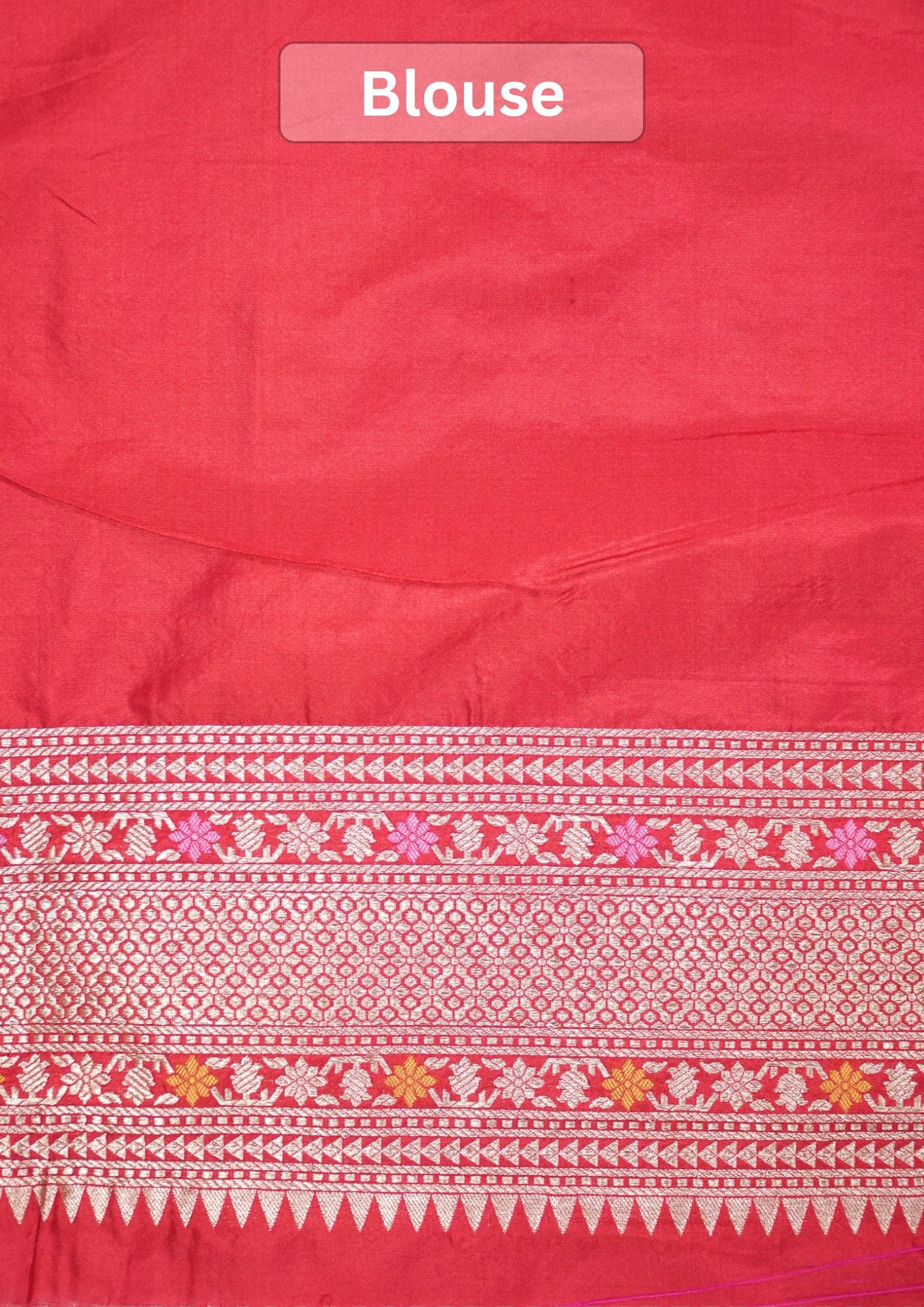 VIRASAT 410: Scarlet Red Pure Handloom Katan Silk Saree with All-Over Zari &amp; Meenakari Border-Pallu (Silk Mark Certified)