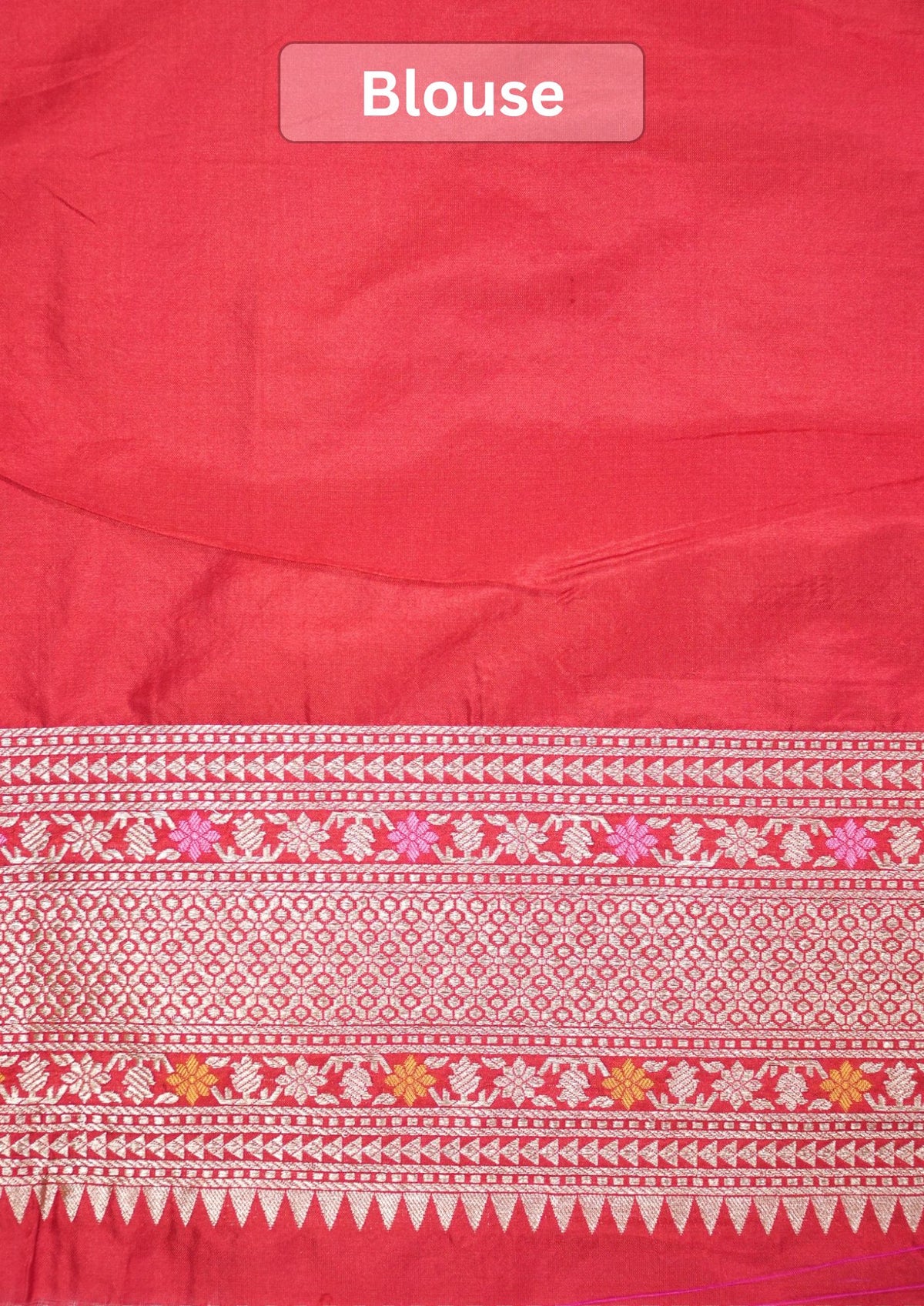 VIRASAT 410: Scarlet Red Pure Handloom Katan Silk Saree with All-Over Zari &amp; Meenakari Border-Pallu (Silk Mark Certified)
