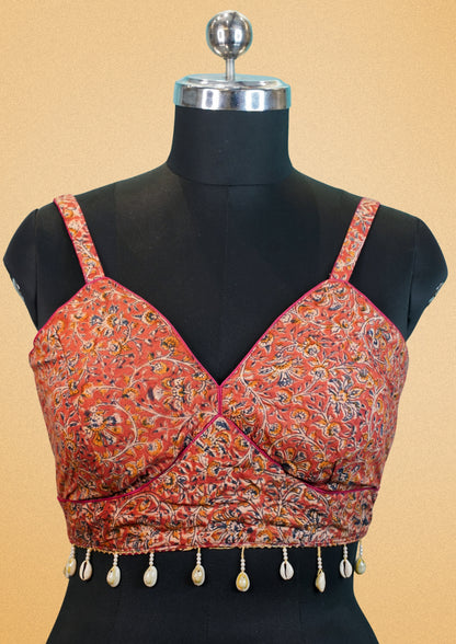 "RDM BL 002" Banarasi Designer Blouse with Shell Tassels