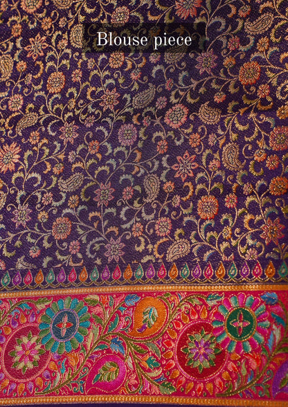Waah Banaras 058 Gold Vegan Silk Saree with Exquisite Meenakari Mandala