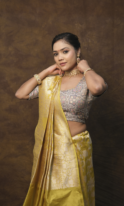 Sulekha Banarasi Jangla Jaal Saree: Woven with Pure Gold Rupa Zari and A-Grade Silk