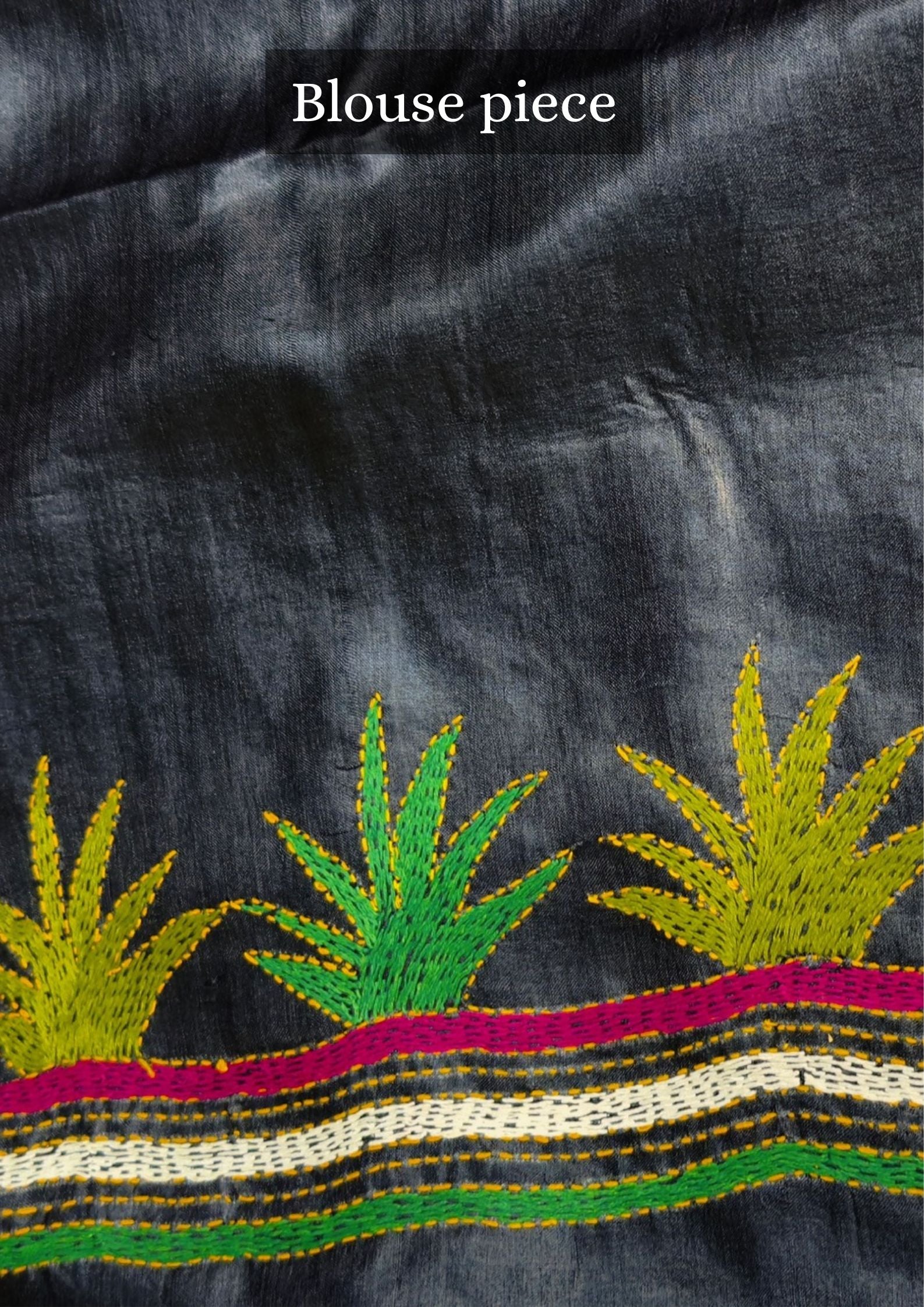 Virasat 360: Tri-Tone Ombre Pure Tussar Silk Saree with Cross Stitch Art | Silk Mark Certified