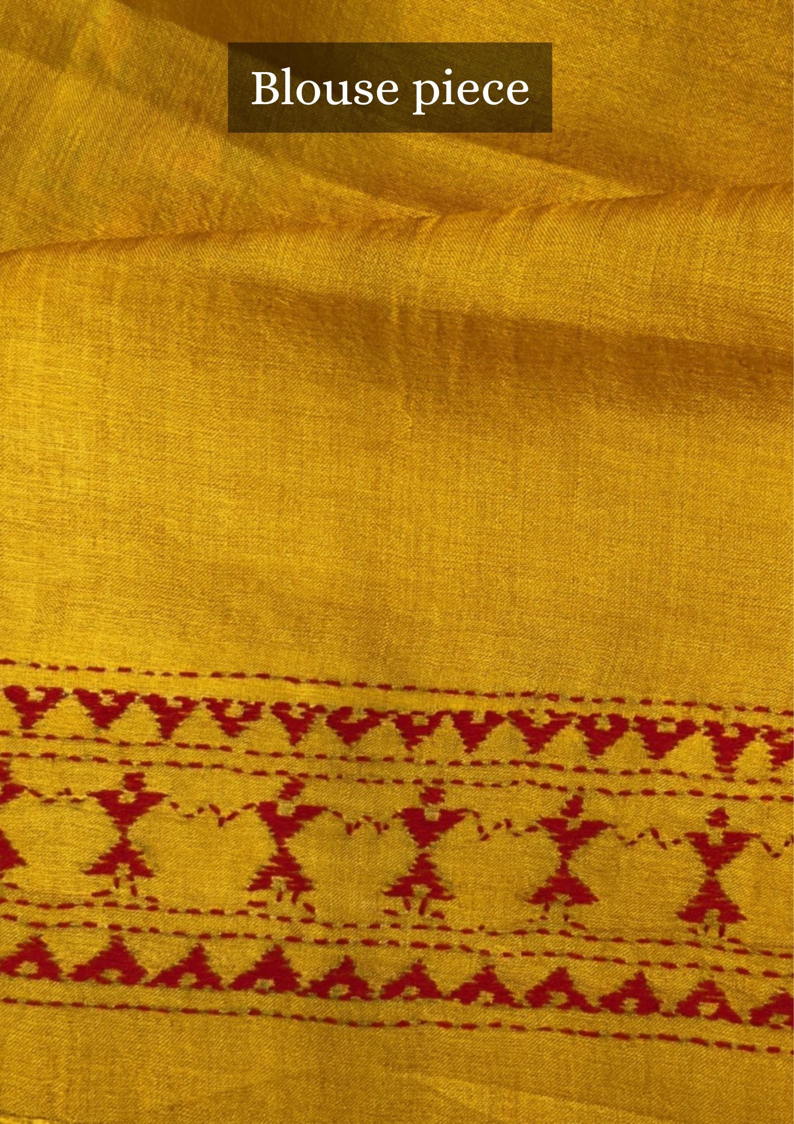 VIRASAT 356: Amber Yellow Pure Tussar Silk Saree with Intricate Cross Stitch Work | Silk Mark Certified