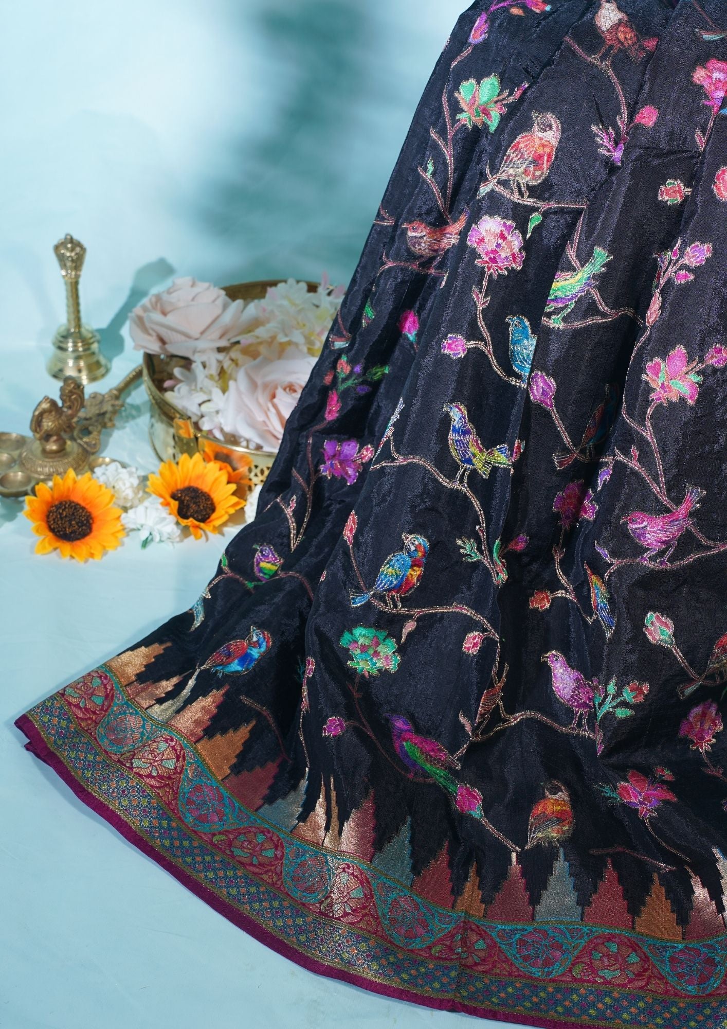 "Waah Banaras 075" Banarasi Black Meenakari Tussar Silk Saree