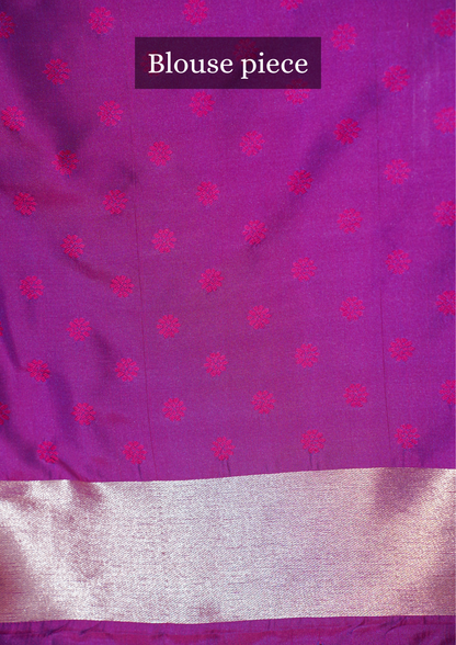 UTSAV BANARAS 309 Deep Purple Raw Silk Banarasi Saree with Floral Buti &amp; Zari Nandi Tree Pallu
