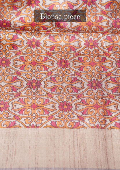 "UTSAV BANARAS 208" Banarasi Madhuvan Tusser Hand Brushing Printed Saree