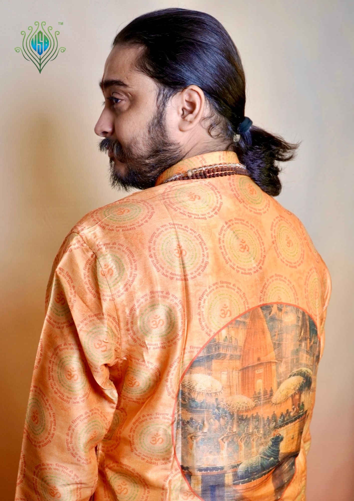M.J.A 29: Om Namah Shivay Rust Orange Modal Silk Kurta