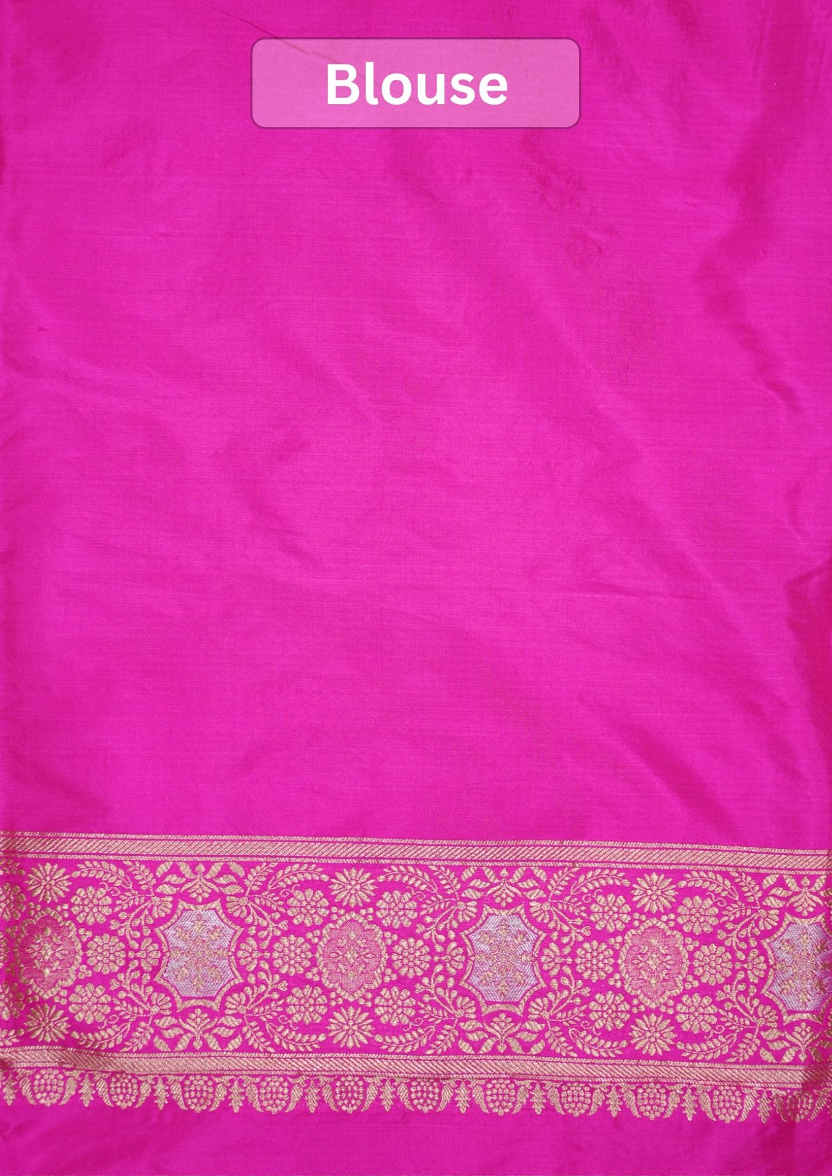 VIRASAT 433E: Bright Pink Pure Katan Silk Alfi Saree with Sona Rupa Zari Floral Jaal &amp; Zari Border | Silk Mark Certified