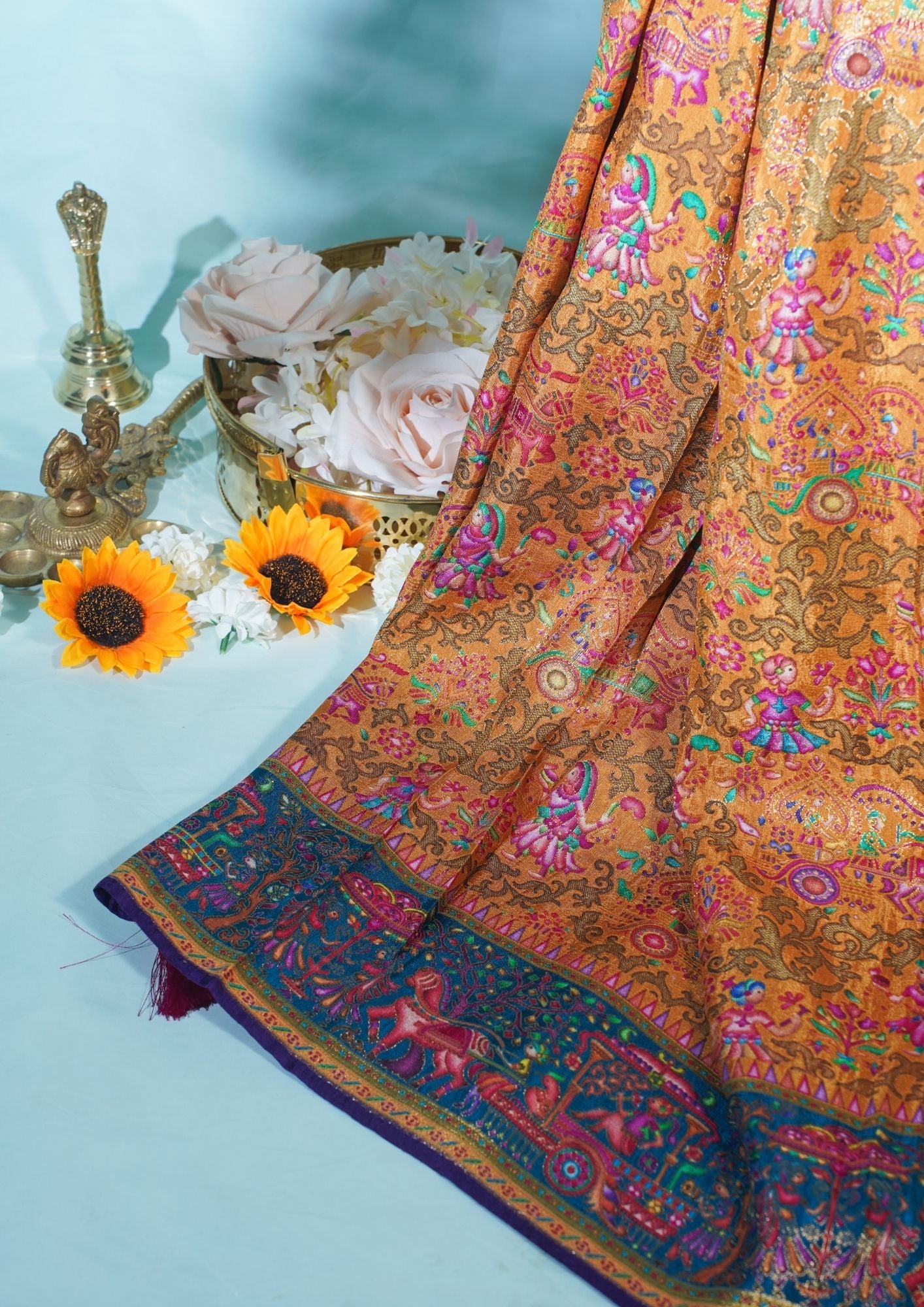 "WAAH BANARAS 001" Banarasi Mustard Gold Pashmina Silk Saree