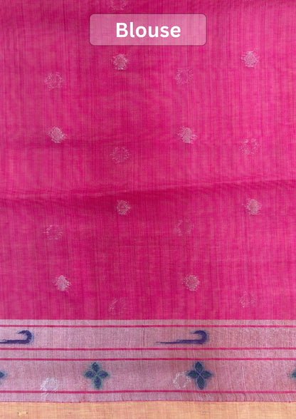 UTSAV BANARAS 467: Mustard Yellow Cotton Saree with Resham Swan Motif &amp; Lotus Floral Design