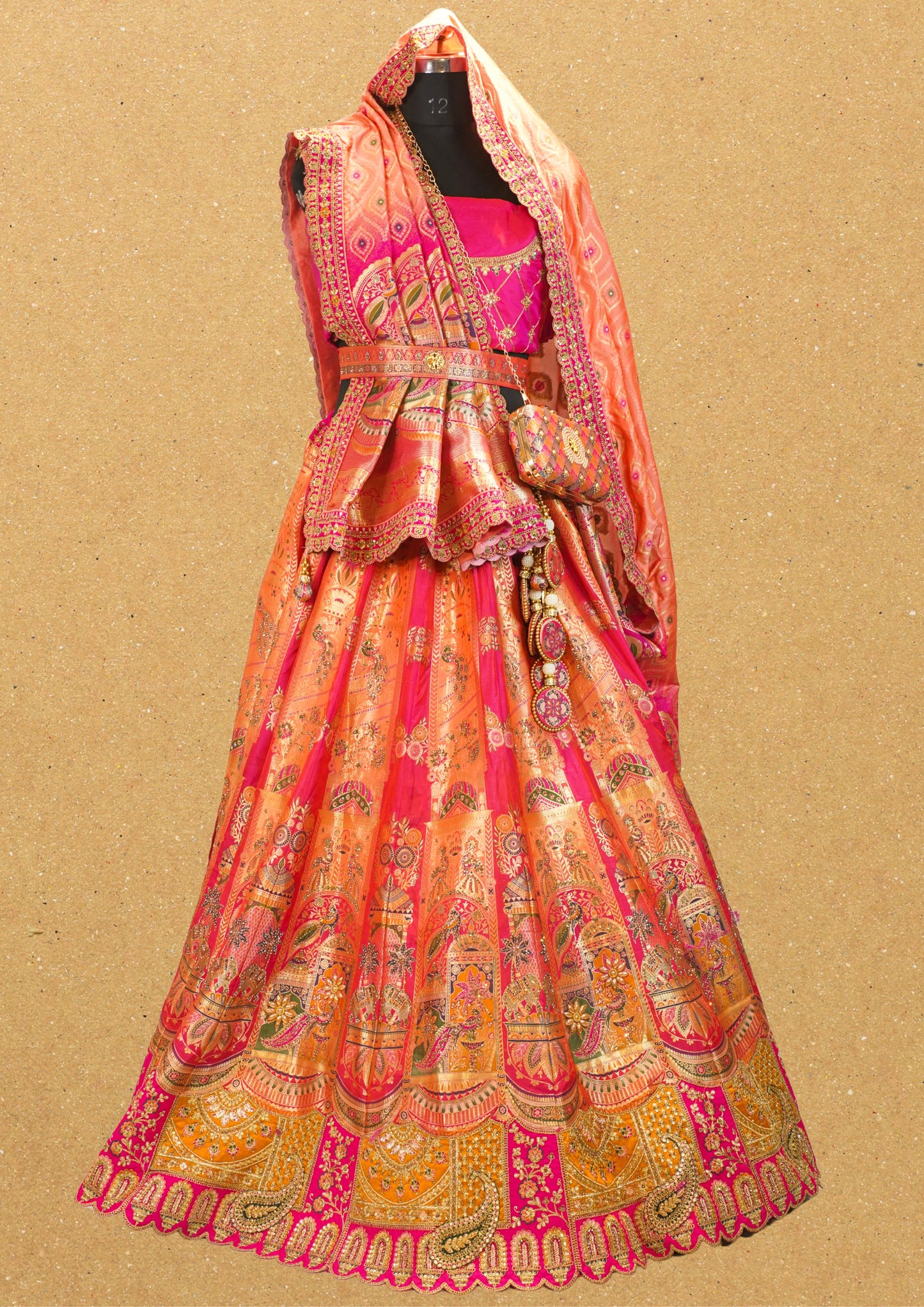 "MANSI 031" Banarasi Radiate Royal Elegance Silk Lehenga With Cutwork Border & AD Work