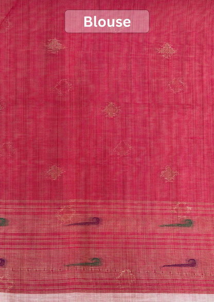 UTSAV BANARAS 462: Natural Ivory Cotton Saree with Multicolor Resham Lotus Floral Work
