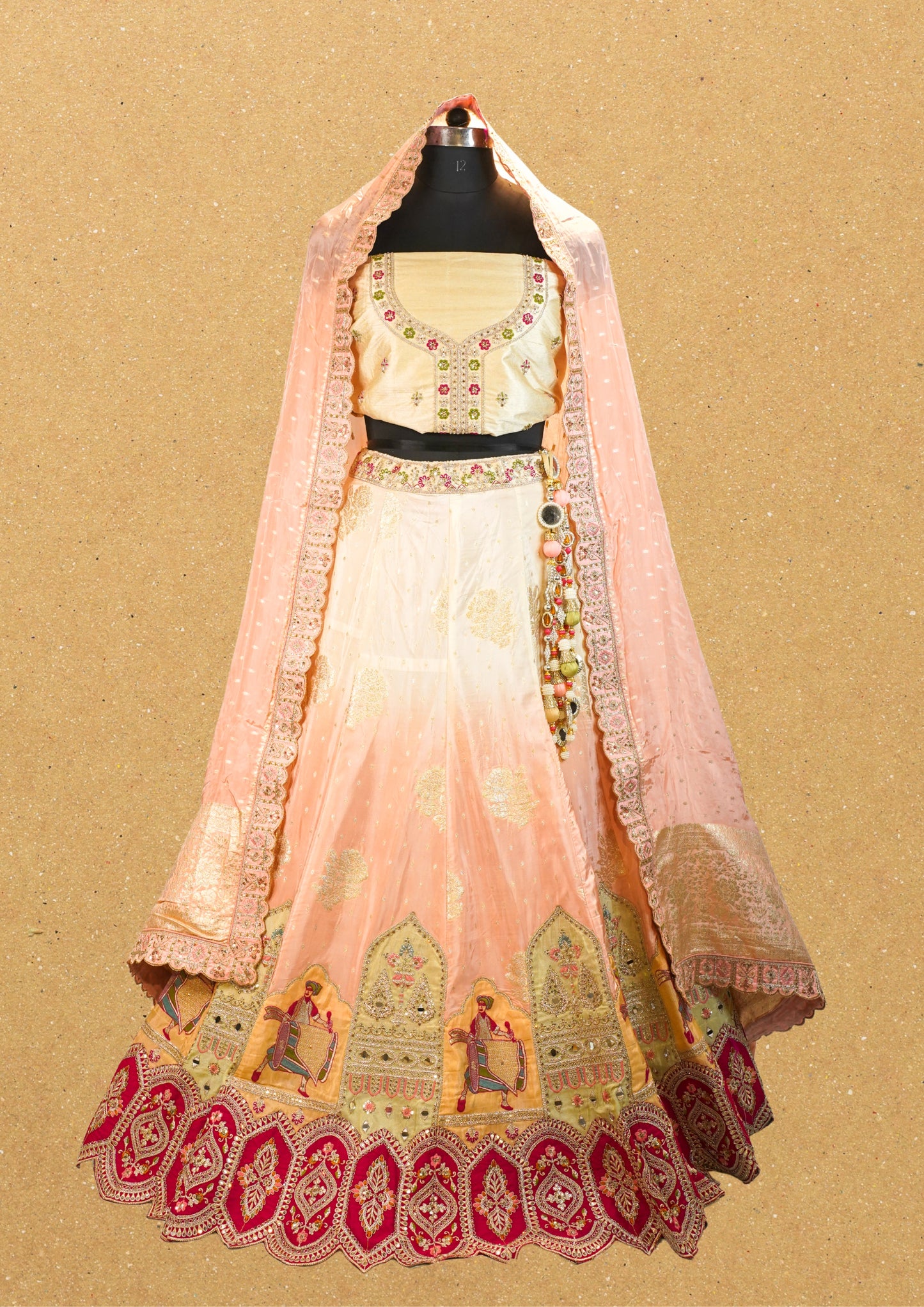 "MANSI 019" Banarasi Silk Lehenga Position Work With Cutwork Border