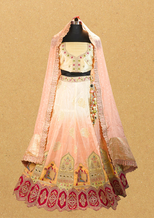 "MANSI 019" Banarasi Silk Lehenga Position Work With Cutwork Border