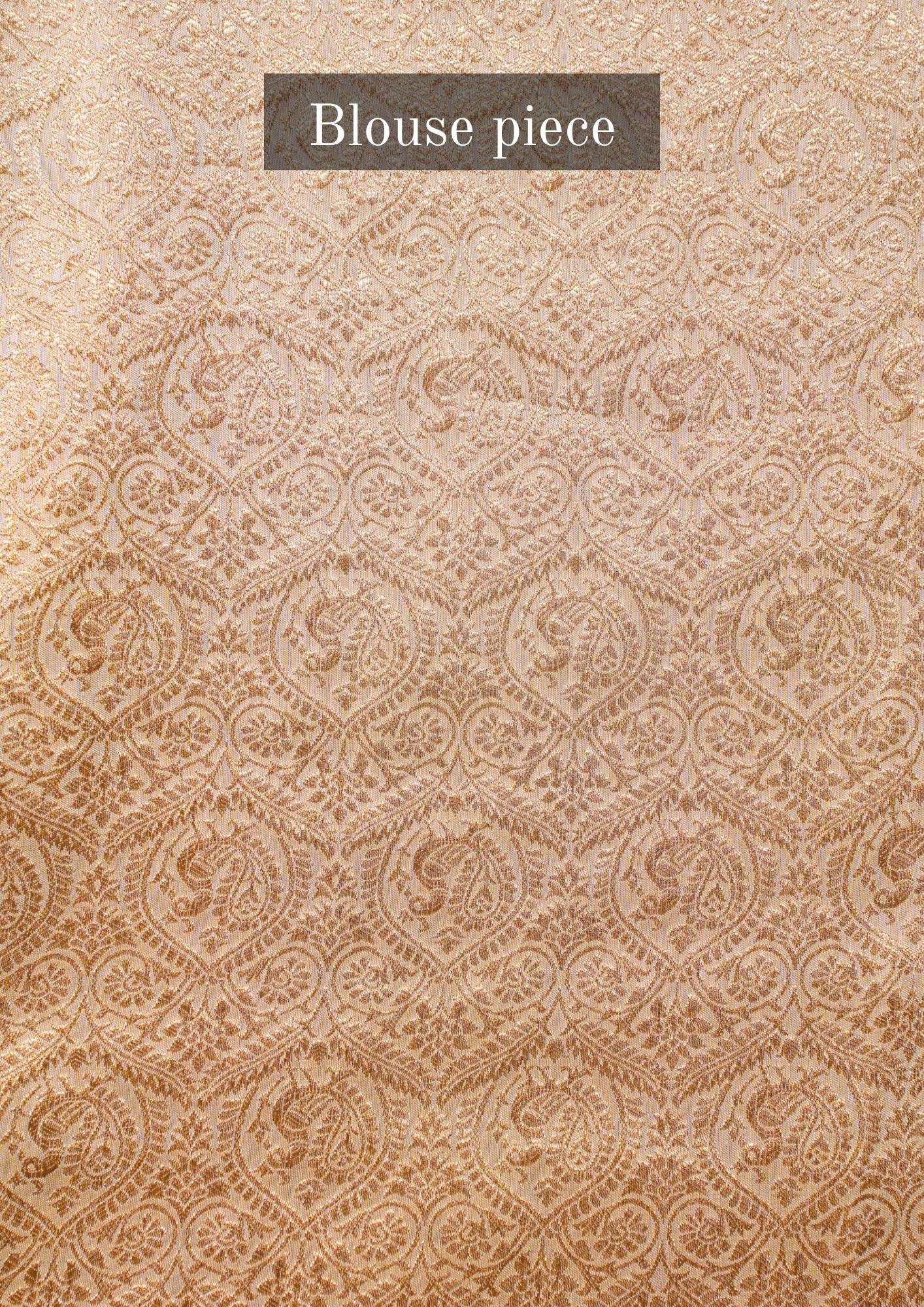 Waah Banaras 129 Beautiful Cream Banarasi Silk Saree with Kalamkari Meenakari Art